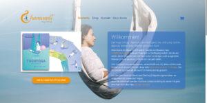 Yoga Verlag Chamundi - Screenshot der Startseite mit Teaser für die Tuchyoga Kartenbox, Desktop-Ansicht